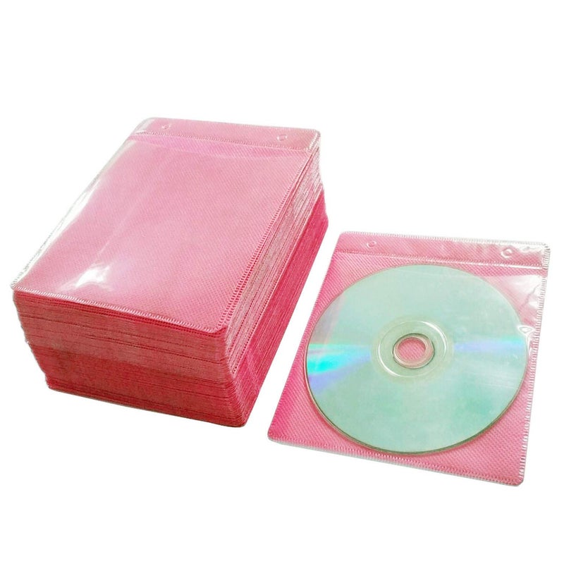 HAPLIVES CD/DVD/BluRay Sleeves,Double-Sided Refill Plastic Sleeve for CD and DVD Storage Binders,100 Pack (Pink) - Image 4